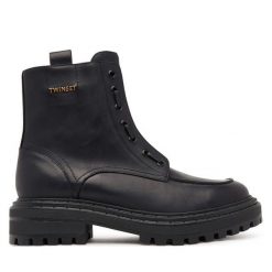 Botki TWINSET. Czarne botki damskie Twinset, bez obcasa, na płaskiej podeszwie, bez zapięcia. Za 939.99 zł.