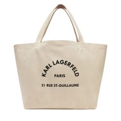 Torebka KARL LAGERFELD. Brązowe shopper bag KARL LAGERFELD, bez wzorów, bez dodatków. Za 219.99 zł.