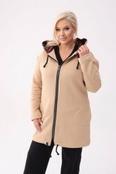 Beżowa bluza z kapturem Flora PLUS SIZE XXL OVERSIZE. Brązowe bluzy damskie Moda Size Plus Iwanek, na jesień, m, bez wzorów, z bawełny, z kapturem. W wyprzedaży za 235.90 zł.