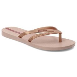 Różowe Japonki Ipanema Letnie Obuwie Damskie. Czerwone klapki damskie Ipanema, bez wzorów, z materiału, bez obcasa, bez zapięcia. Za 79.99 zł.