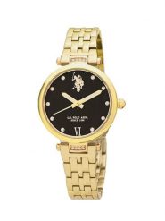 U.S. Polo Assn. Zegarek kwarcowy w kolorze złoto-czarnym rozmiar: onesize. Czarne, analogowe zegarki damskie U.S. Polo Assn., metalowe. Za 260.99 zł.