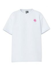 Pieces Koszulka "Alifi" w kolorze biało-jasnoróżowo-żółtym rozmiar: M. Białe koszulki damskie Pieces, m, bez wzorów, z bawełny, bez kołnierzyka, bez ramiączek. Za 70.41 zł.