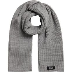 Szalik zimowy damski Superdry Classic Knitted. Szare szaliki damskie Superdry, na zimę, bez wzorów, z poliesteru. Za 111.55 zł.