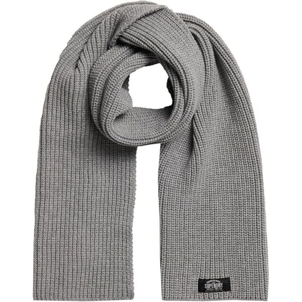 Szalik zimowy damski Superdry Classic Knitted. Szare szaliki damskie Superdry, na zimę, bez wzorów, z poliesteru. Za 111.55 zł.