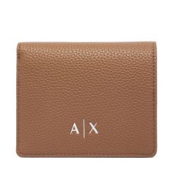 Portfel Armani Exchange. Brązowe portfele damskie Armani Exchange, bez wzorów. Za 269.99 zł.