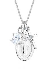 Elli Damski Krzyż z wizerunkiem maryjnym z kryształem cyrkonii w srebrze próby 925 Sterling Silver Naszyjniki 1 ct. Szare naszyjniki damskie Elli, z cyrkonią, srebrne. Za 218.44 zł.