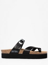 BAYTON Japonki w kolorze czarnym rozmiar: 41. Czarne klapki damskie Bayton, bez wzorów, z materiału, z otwartym noskiem, bez obcasa, bez zapięcia. Za 144.92 zł.