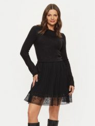 Morgan Sukienka dzianinowa 242-RMLACE Czarny Regular Fit. Czarne sukienki damskie Morgan, bez wzorów, z dzianiny, bez ramiączek. Za 249.99 zł.