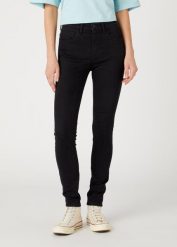 WRANGLER DAMSKIE SPODNIE WRANGLER HIGH SKINNY ARACHNE W27HDF36T 112332390. Rurki damskie Wrangler, bez wzorów, z jeansu. Za 229.99 zł.