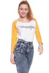 WRANGLER T SHIRT DAMSKI RAGLAN CROP LS TEE WHITE W718CF912 112130920. Białe t-shirty damskie Wrangler, s, bez wzorów, bez kołnierzyka. W wyprzedaży za 39.99 zł.