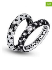 DI GIORGIO Srebrne pierścionki (2 szt.) z cyrkoniami rozmiar: 50. Czarne pierścionki damskie DI GIORGIO, z cyrkonią, srebrne. Za 295.86 zł.