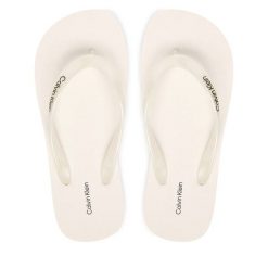 Japonki Calvin Klein. Białe klapki damskie Calvin Klein, bez wzorów, bez obcasa, bez zapięcia. Za 149.99 zł.
