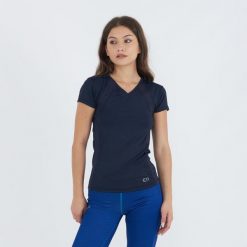 Koszulka treningowa GLEER damska niebieska. Niebieskie bluzki damskie ELPLAYER, bez wzorów, z elastanu, sportowe, bez kołnierzyka, bez ramiączek. Za 60.00 zł.