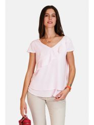 ASSUILI Bluzka w kolorze jasnoróżowym rozmiar: 36. Różowe bluzki damskie Assuili, bez wzorów, klasyczne, bez kołnierzyka, bez ramiączek. Za 100.28 zł.