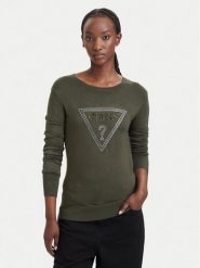 Guess Sweter W6YR28 Z0976 Zielony ciemny Regular Fit. Zielone swetry klasyczne damskie Guess, s, z wiskozy, bez kołnierzyka. Za 344.99 zł.