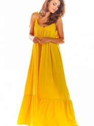 Sukienka Model A307 Yellow - awama. Żółte sukienki damskie Awama, bez wzorów, z elastanu, bez ramiączek. Za 340.97 zł.