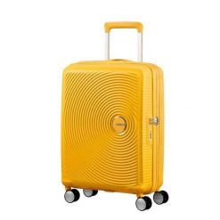 Walizka turystyczna Soundbox Spinner 55 TSA EXP 35,5L. Żółte walizki American Tourister, bez wzorów. W wyprzedaży za 658.15 zł.