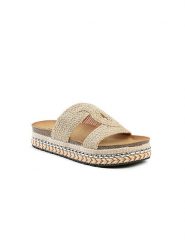 Foreverfolie Klapki w kolorze beżowym rozmiar: 37. Brązowe klapki damskie Foreverfolie, bez wzorów, z otwartym noskiem, bez obcasa, na platformie, bez zapięcia. Za 69.10 zł.