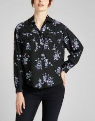 LEE FLORAL BLOUSE DAMSKA KOSZULA DŁUGI RĘKAW BLACK L49UXM01 112140185. Czarne koszule damskie Lee, l, bez wzorów, bez kołnierzyka, bez ramiączek. Za 169.99 zł.