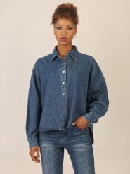 APART Koszula dżinsowa w kolorze niebieskim rozmiar: 36. Niebieskie koszule damskie Apart, bez wzorów, bez kołnierzyka, bez ramiączek. Za 195.99 zł.