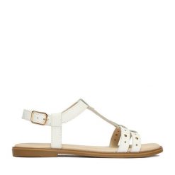 Sandały Lasocki. Białe sandały damskie Lasocki, bez wzorów, bez obcasa, na płaskiej podeszwie, bez zapięcia. Za 159.99 zł.