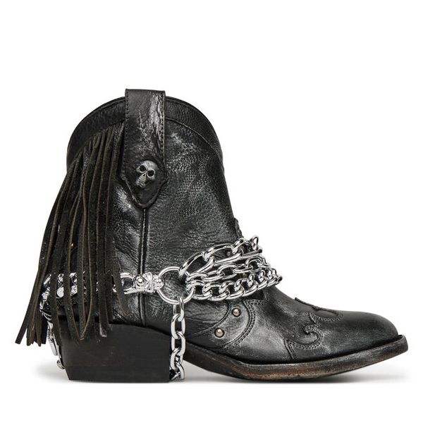 Kowbojki NEW ROCK. Czarne botki damskie NEW ROCK, rockowe, bez obcasa, na płaskiej podeszwie, bez zapięcia. Za 1,879.00 zł.