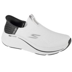 Buty do biegania damskie, Slip-Ins Max Cushioning Elite 2.0. Białe obuwie sportowe damskie Skechers, z materiału, bez zapięcia, do biegania. Za 449.99 zł.