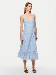 Pieces Sukienka letnia Vilde 17156565 Błękitny Regular Fit. Niebieskie sukienki damskie Pieces, bez wzorów, z bawełny, bez ramiączek. Za 189.99 zł.