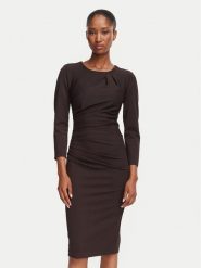 Rinascimento Sukienka koktajlowa CFC0130273003 Brązowy Slim Fit. Brązowe sukienki damskie Rinascimento, bez wzorów, z syntetyku, wizytowe, bez ramiączek. Za 469.99 zł.