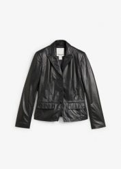 Krótki żakiet ze skóry jagnięcej nappa. Czerwone marynarki i żakiety damskie bonprix, bez wzorów, ze skóry, eleganckie. Za 599.99 zł.