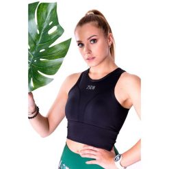 Stanik sportowy damski 2skin QUEEN BLACK. Czarne biustonosze sportowe damskie 2SkIN, bez wzorów, z elastanu. W wyprzedaży za 59.00 zł.