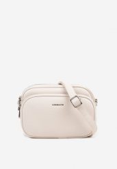 Jasnobeżowa Dwukomorowa Torebka Typu Listonoszka Ellirin. Brązowe shopper bag Renee, bez wzorów, bez dodatków. Za 129.99 zł.