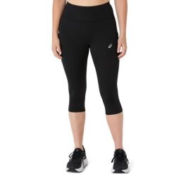 Rajstopy damskie Asics Core Capri. Czarne rajstopy Asics, bez wzorów, z materiału. Za 213.95 zł.