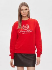 Tommy Hilfiger Bluza Flag Script WW0WW41758 Czerwony Regular Fit. Czerwone bluzy damskie Tommy Hilfiger, xl, bez wzorów, z bawełny, bez kaptura. Za 309.99 zł.