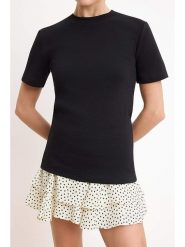 Trendyol Koszulka w kolorze czarnym rozmiar: XL. Czarne bluzki damskie Trendyol, xl, bez wzorów, z bawełny, bez kołnierzyka, bez ramiączek. Za 52.99 zł.