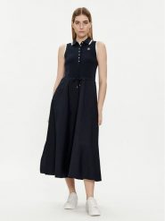 Tommy Hilfiger Sukienka letnia WW0WW41272 Granatowy Regular Fit. Niebieskie sukienki damskie Tommy Hilfiger, bez wzorów, z bawełny, bez ramiączek. Za 499.99 zł.