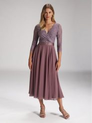 Swing Sukienka koktajlowa 5AE29100 Różowy Regular Fit. Czerwone sukienki damskie Swing, bez wzorów, z syntetyku, wizytowe, bez ramiączek. Za 429.99 zł.