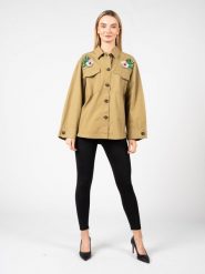 Pinko Koszula "Capo" | 101179 A0V4 | Kobieta | Wojskowa Zieleń. Zielone koszule damskie Pinko, s, z aplikacjami, z bawełny, eleganckie, bez kołnierzyka, bez ramiączek. W wyprzedaży za 379.00 zł.