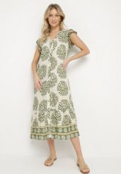 Zielona Koszulowa Sukienka z Wiskozą i Geometrycznym Wzorem Siledia. Zielone sukienki damskie Born2be, bez wzorów, z jeansu, eleganckie, bez ramiączek. Za 119.99 zł.