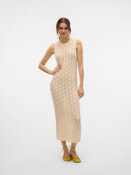 Vero Moda Sukienka w kolorze beżowym rozmiar: XS. Brązowe sukienki damskie Vero Moda, bez wzorów, bez ramiączek. Za 96.83 zł.
