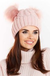 Zimowa Czapka z Pomponami - Różowa. Czerwone czapki damskie Awama, na zimę, bez wzorów, z materiału. Za 122.90 zł.