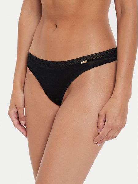 Gossard Stringi 6276 Czarny. Czarne stringi Gossard, bez wzorów, z syntetyku. Za 89.99 zł.