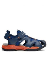 Geox Sandały J Borealis Boy J450RC 014BU C0685 S Niebieski. Niebieskie sandały chłopięce Geox, ze skóry, bez zapięcia. Za 179.99 zł.