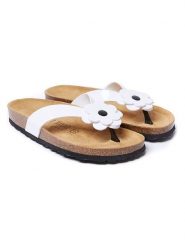 Mandel Japonki "Lene" w kolorze białym rozmiar: 40. Białe klapki damskie Mandel, z aplikacjami, bez obcasa, bez zapięcia. Za 121.99 zł.