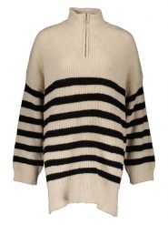 ONLY Sweter "Alfrida" w kolorze beżowo-czarnym rozmiar: M. Brązowe swetry klasyczne damskie Only, m, ze splotem, bez kołnierzyka. Za 118.28 zł.
