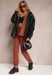Brązowy Komplet Dresowy 2-częściowy z Bluzą i Spodniami Bennila. Brązowe bluzy damskie Renee, l, bez wzorów, z dresówki. Za 99.99 zł.