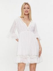 Iconique Sukienka letnia Giorgia IC24-002 Biały Regular Fit. Białe sukienki damskie Iconique, bez wzorów, z bawełny, bez ramiączek. Za 439.99 zł.
