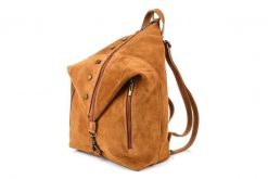 Camel Włoski Stylowy Plecak Damski Skórzany Zamsz A4 W14. Brązowe plecaki bez wzorów, ze skóry. Za 229.99 zł.