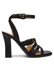 Guess Sandały FLJRAD LEA03 Czarny. Czarne sandały damskie Guess, z aplikacjami, ze skóry, bez obcasa, na słupku, bez zapięcia. Za 749.99 zł.