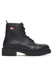 Tommy Jeans Trapery Tjw Lace Up Leather Boot EN0EN02824 Czarny. Czarne trapery damskie Tommy Jeans, z jeansu, bez zapięcia. Za 489.99 zł.